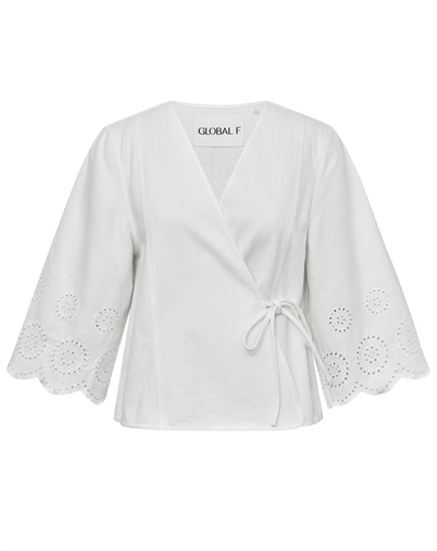 Global F - Sunany Scallop Bluse - White